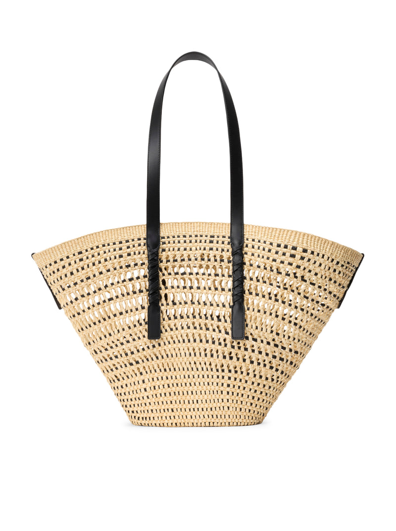 Loewe X Paula`S Ibiza Women Large Braid Basket Bag In Iraca Palm And Calfskin