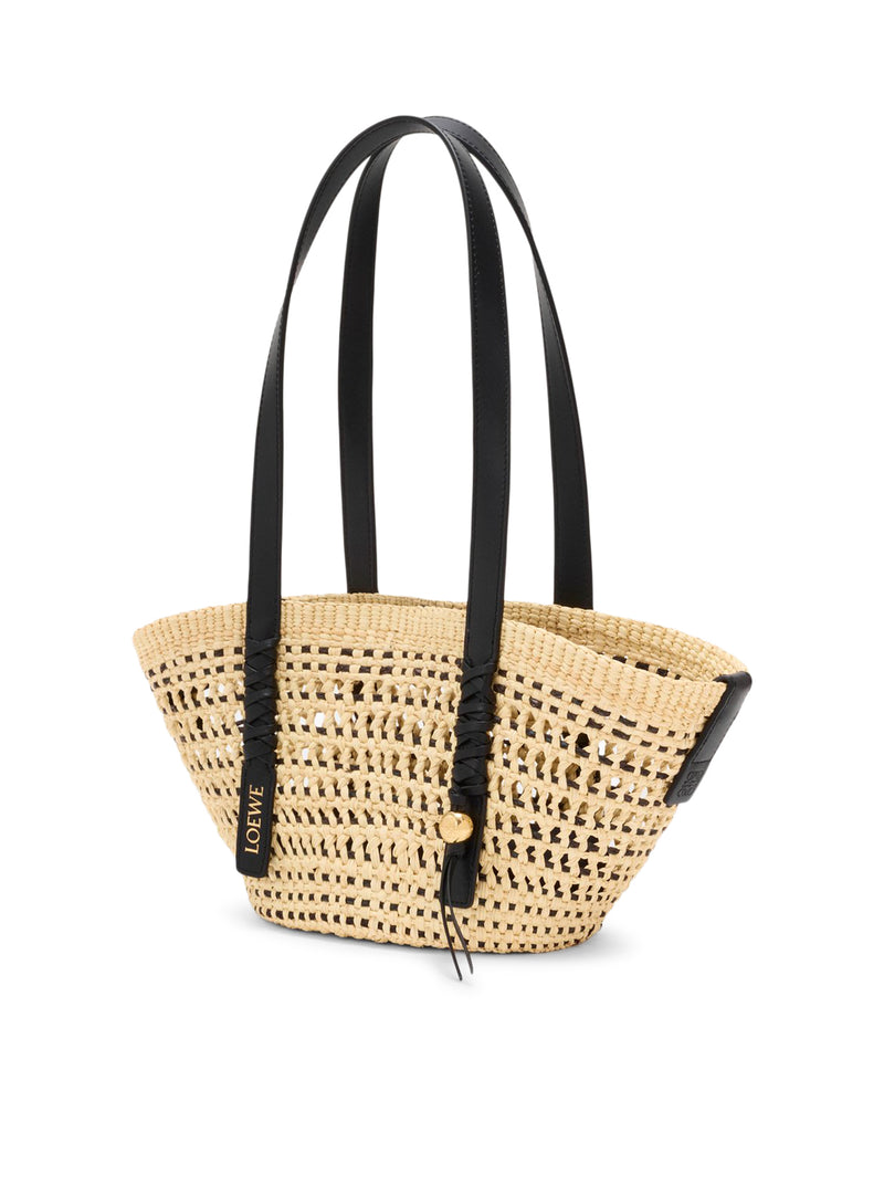 Loewe X Paula`S Ibiza Women Small Woven Basket Made Of Iraca Palm And Calfskin