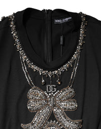 Dolce & Gabbana Black Cotton Rhinestone Embellished Tank Women's Top