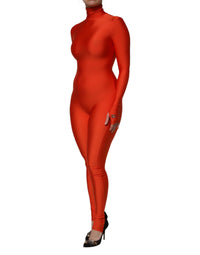 Dolce & Gabbana Dolce & Gabbana Red Nylon Turtleneck Bodycon Jumpsuit Women's Dress