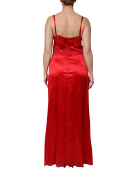 Dolce & Gabbana Red Silk Sleeveless Maxi Long Women's Dress