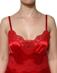 Dolce & Gabbana Red Silk Sleeveless Maxi Long Women's Dress