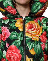 Dolce & Gabbana Multicolor Floral Puffer Hooded Women's Jacket