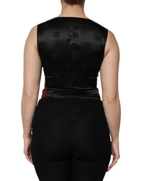 Dolce & Gabbana Dolce & Gabbana Red Black Button Down Sleeveless Vest Women's Top