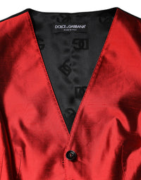 Dolce & Gabbana Dolce & Gabbana Red Black Button Down Sleeveless Vest Women's Top