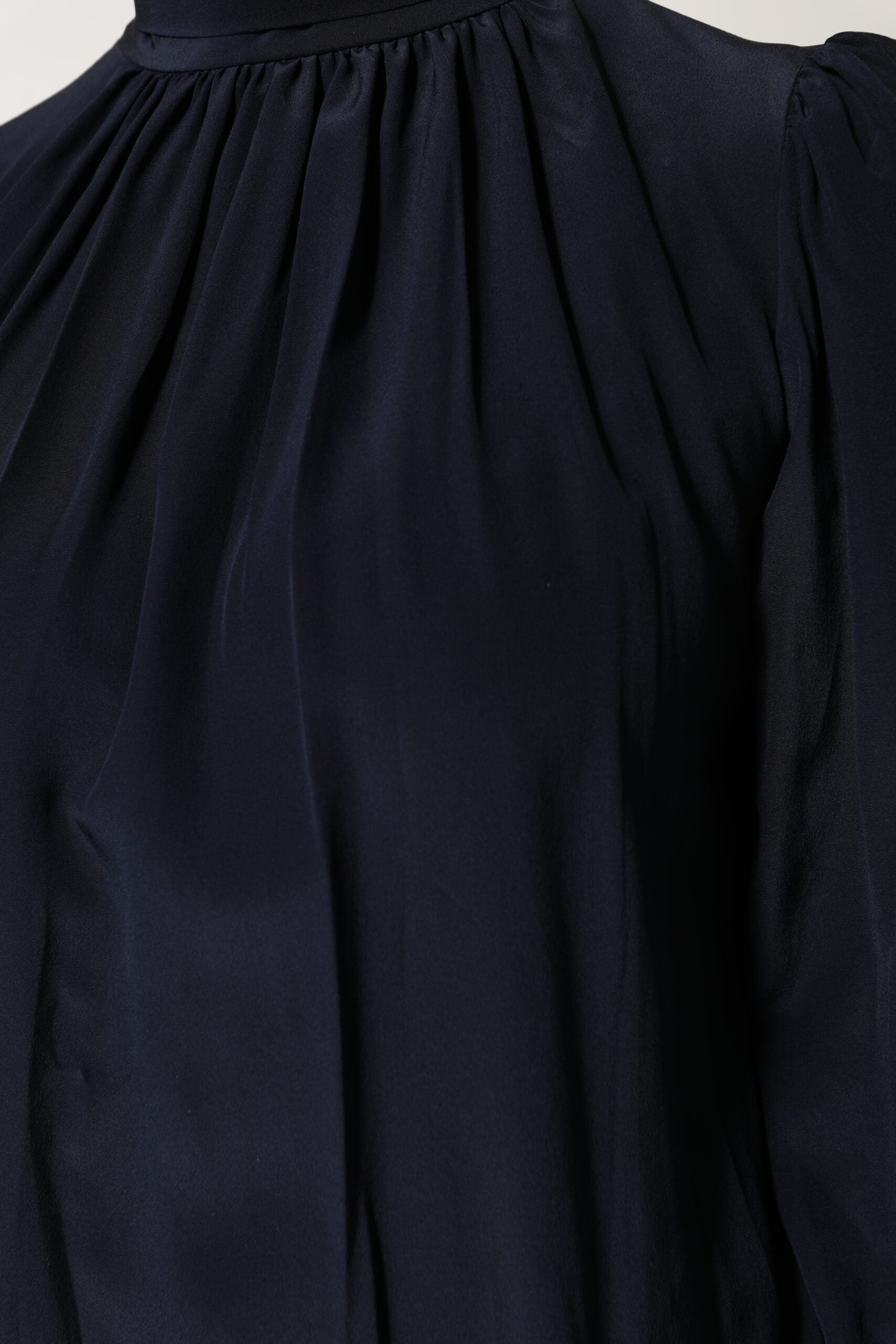 Dolce & Gabbana Blue Silk Mock Neck Long Sleeves Blouse Women's Top