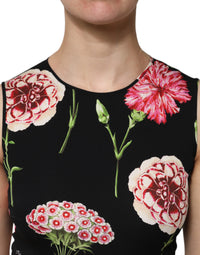 Dolce & Gabbana Black Floral Print Sleeveless Tank Blouse Women's Top