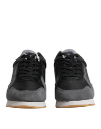 Trussardi Black Gray Lace Up Low Top Casual Sneakers Men's Shoes