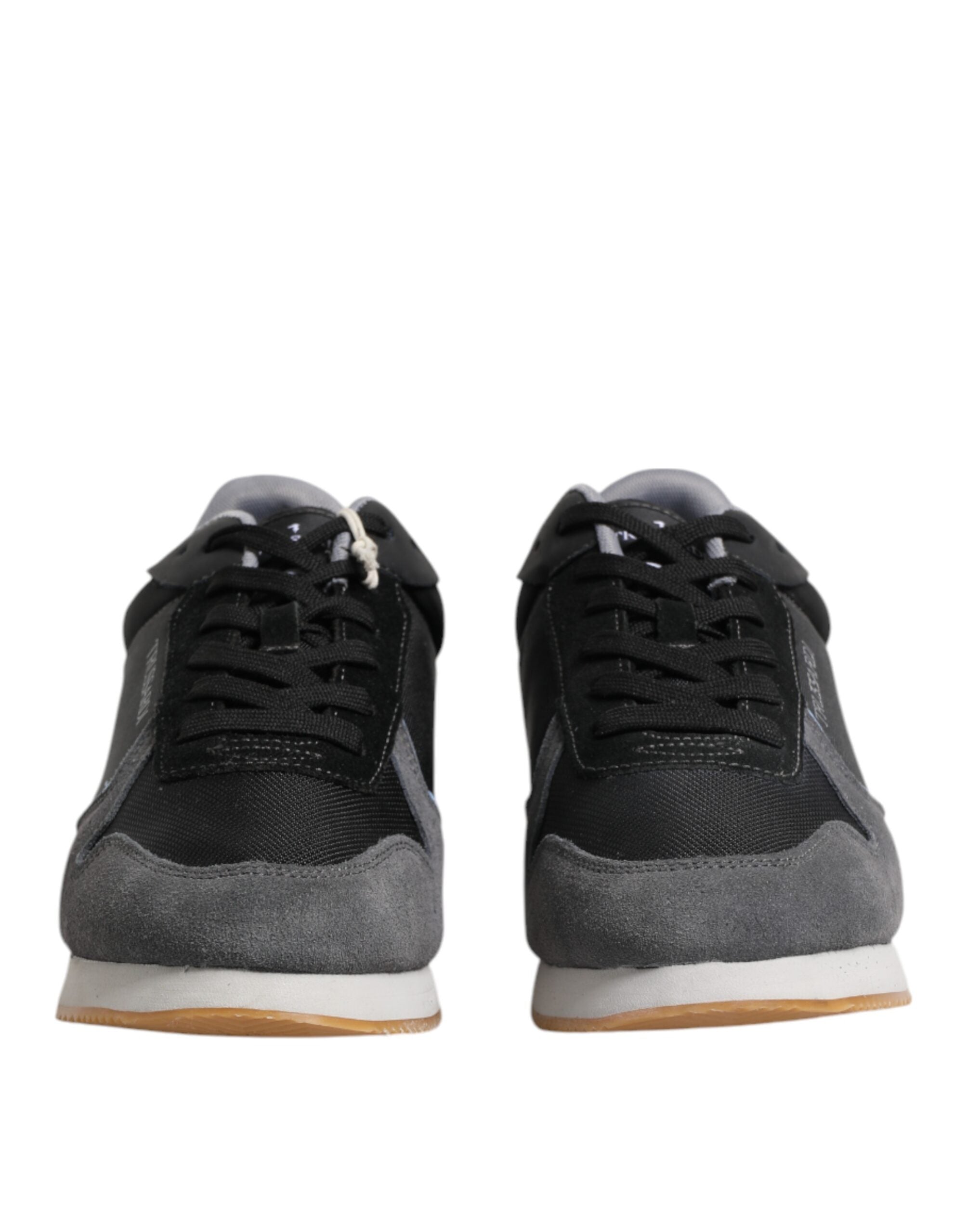 Trussardi Black Gray Lace Up Low Top Casual Sneakers Men's Shoes