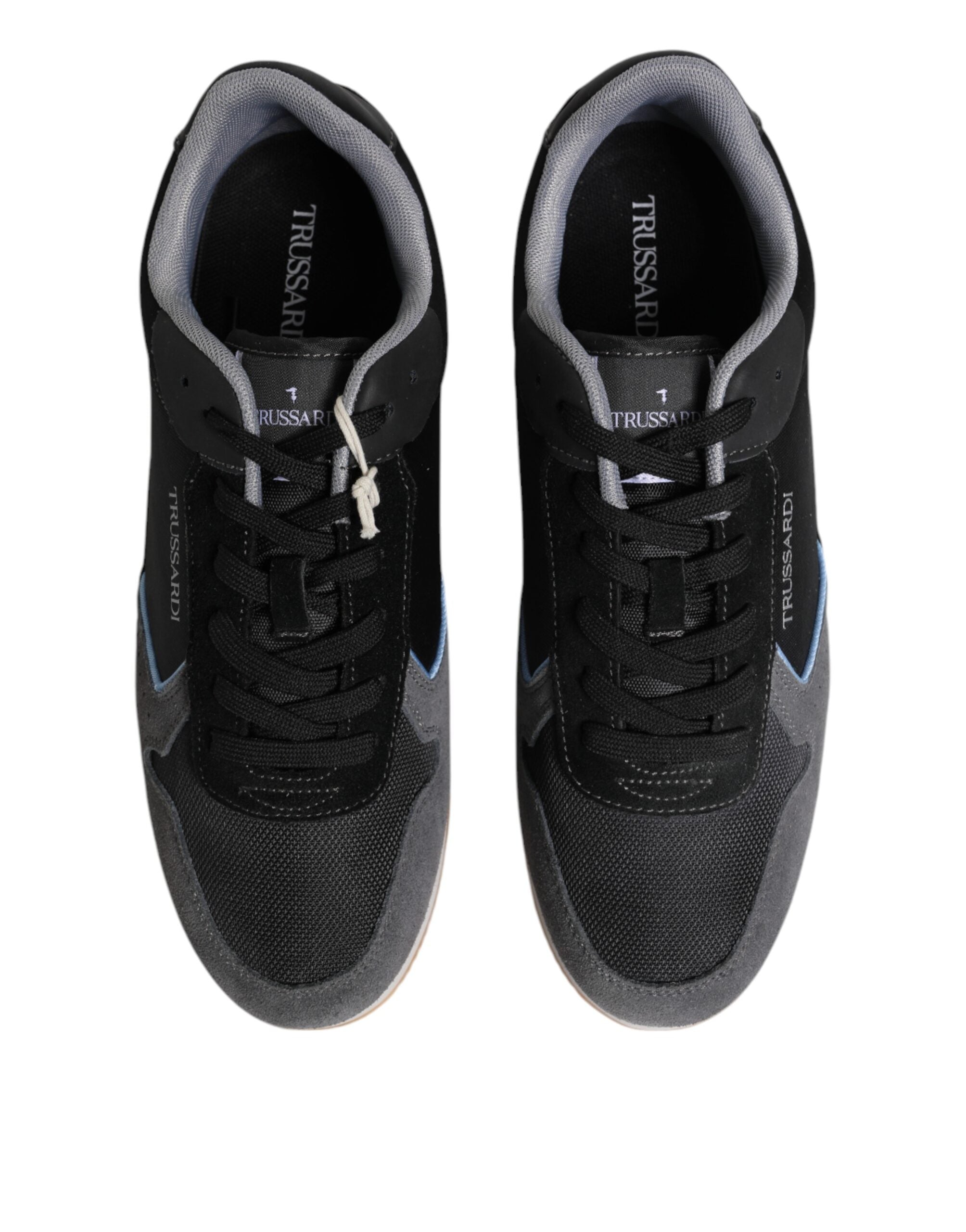 Trussardi Black Gray Lace Up Low Top Casual Sneakers Men's Shoes