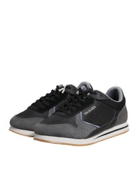 Trussardi Black Gray Lace Up Low Top Casual Sneakers Men's Shoes