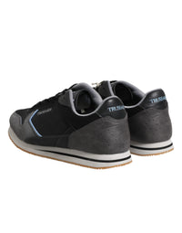 Trussardi Black Gray Lace Up Low Top Casual Sneakers Men's Shoes
