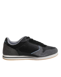 Trussardi Black Gray Lace Up Low Top Casual Sneakers Men's Shoes