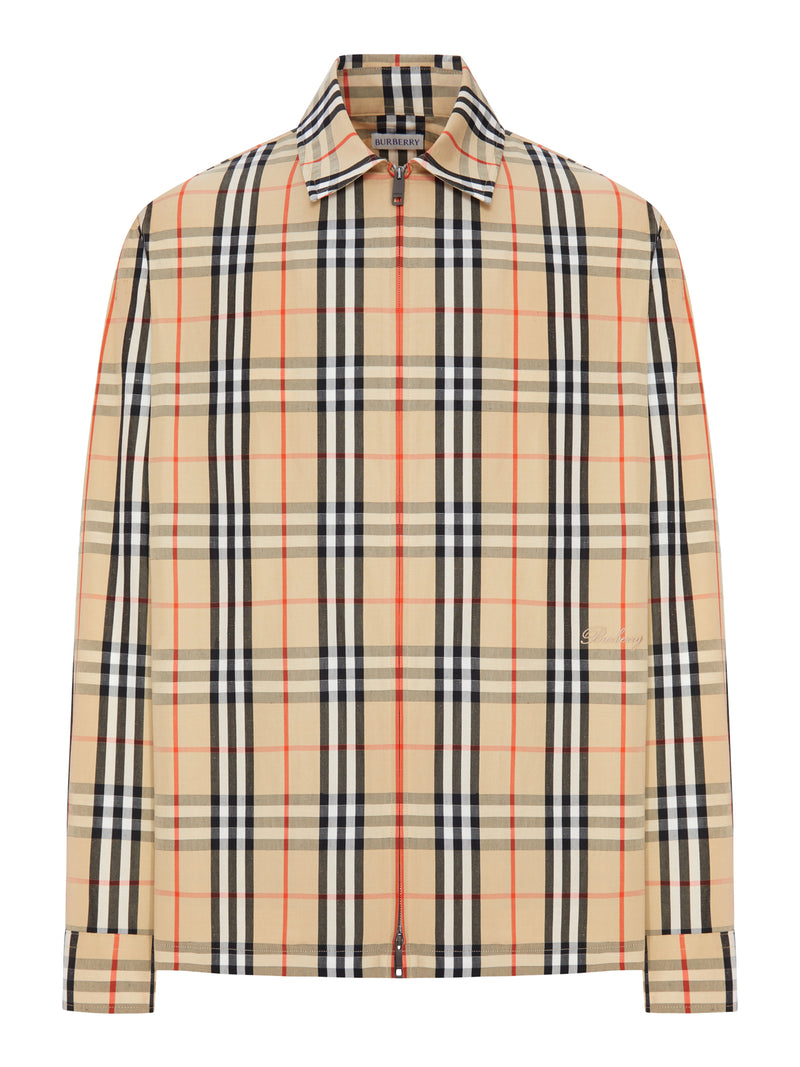 Burberry Burberry Men Check Cotton And Linen Overshirt