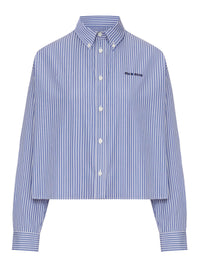Miu Miu Women Cropped Striped Cotton Shirt
