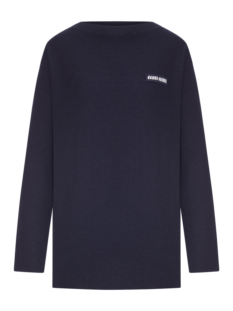 Miu Miu Miu Miu Women Oversized Ribbed Knit Sweater With Logo