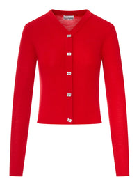 Ganni Ganni Women Wool Cardigan With Embroidered Logo