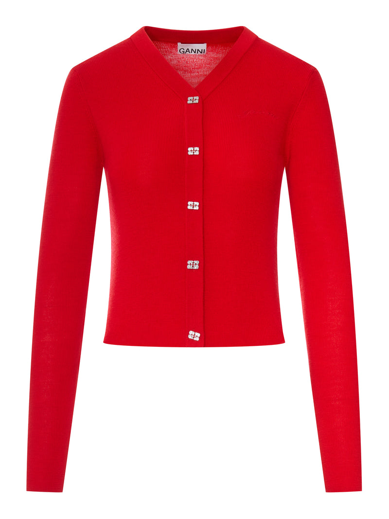 Ganni Ganni Women Wool Cardigan With Embroidered Logo
