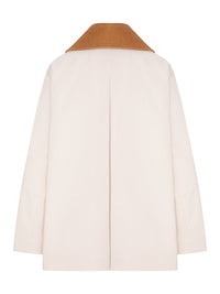 Ganni Women Pink Twill Jacket With Corduroy Collar