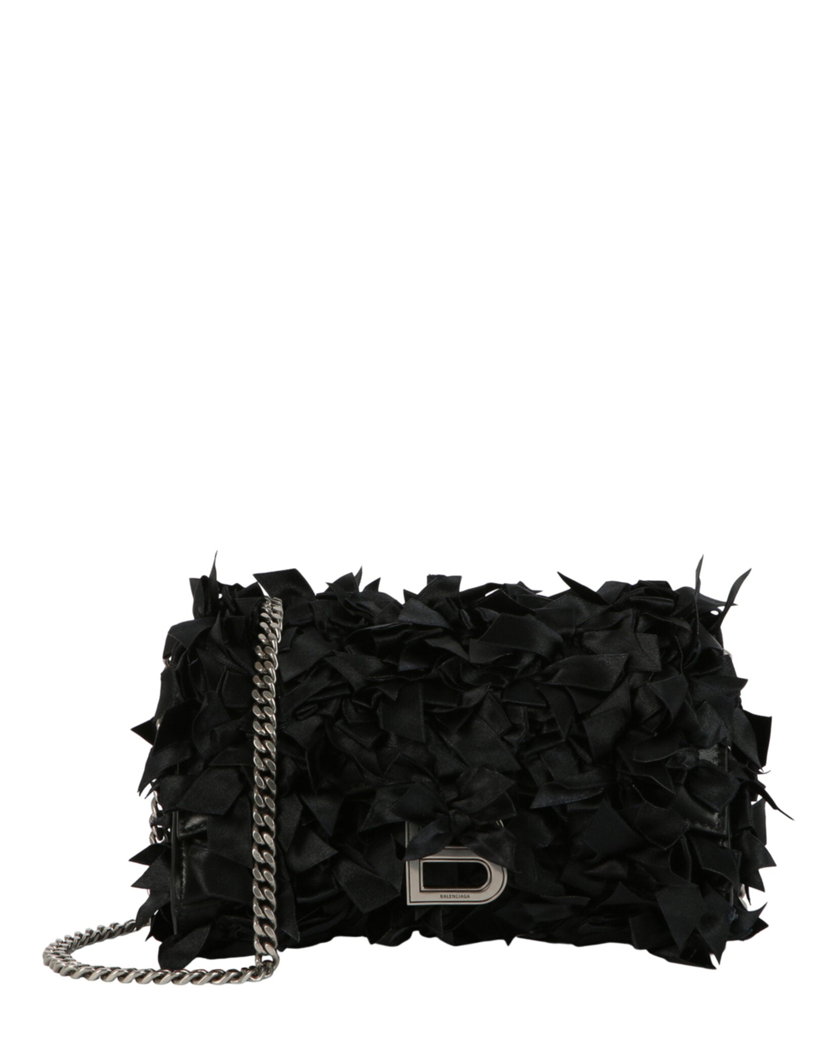 Balenciaga Womens Hourglass Satin Bow Wallet On Chain