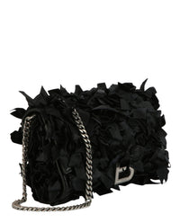 Balenciaga Womens Hourglass Satin Bow Wallet On Chain