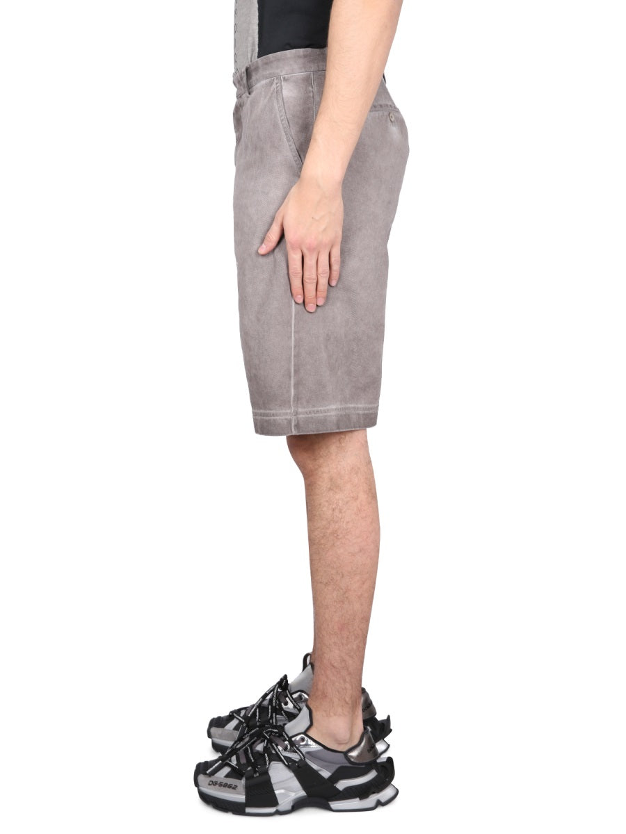Dolce & Gabbana Men Bermuda Shorts With Logo Plaque
