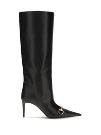 Gucci Women Slip-On Leather Boots With Horsebit