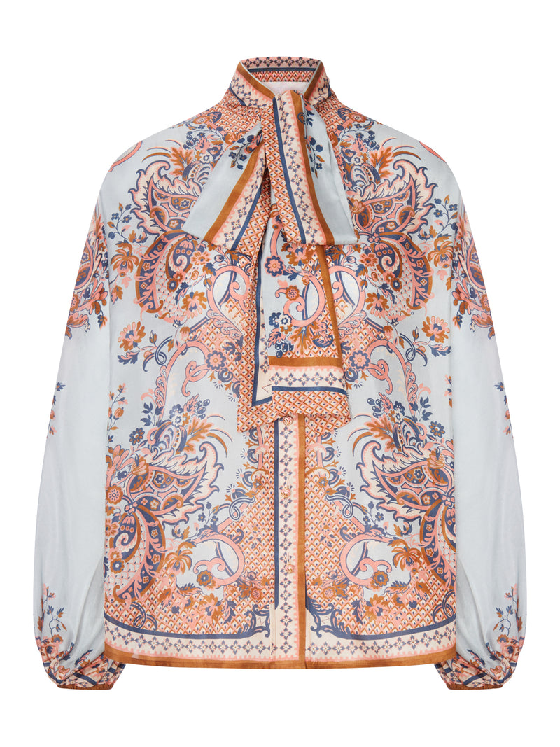 Zimmermann Women Aster Blouse With Neck Bow In Pure Silk