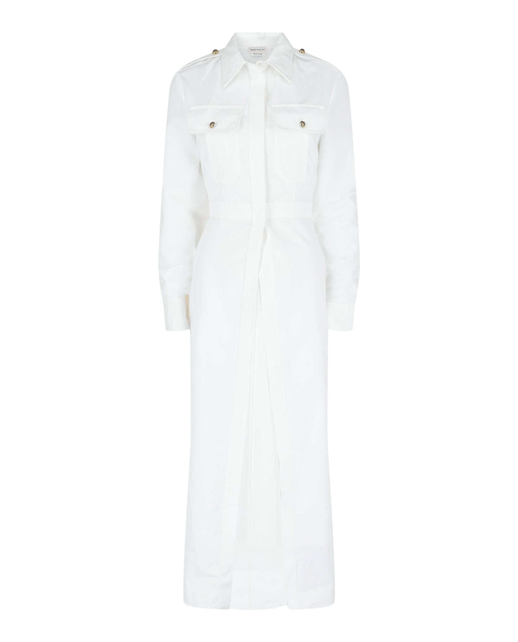 Alexander McQueen Womens Cutaway Cotton Military Shirt