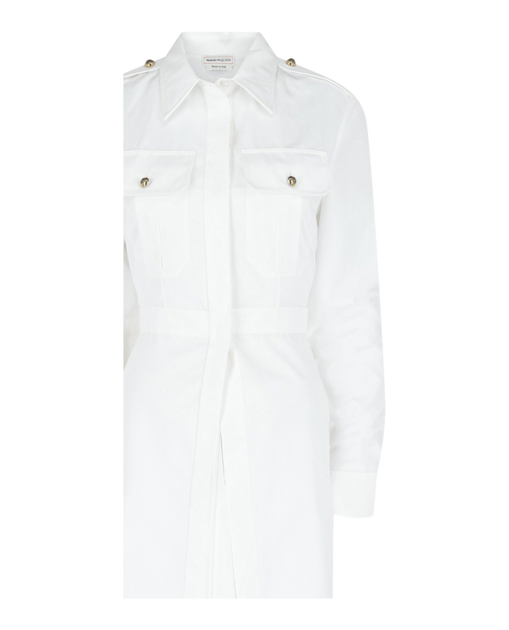Alexander McQueen Womens Cutaway Cotton Military Shirt