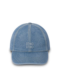 Miu Miu Women Washed Denim Baseball Cap