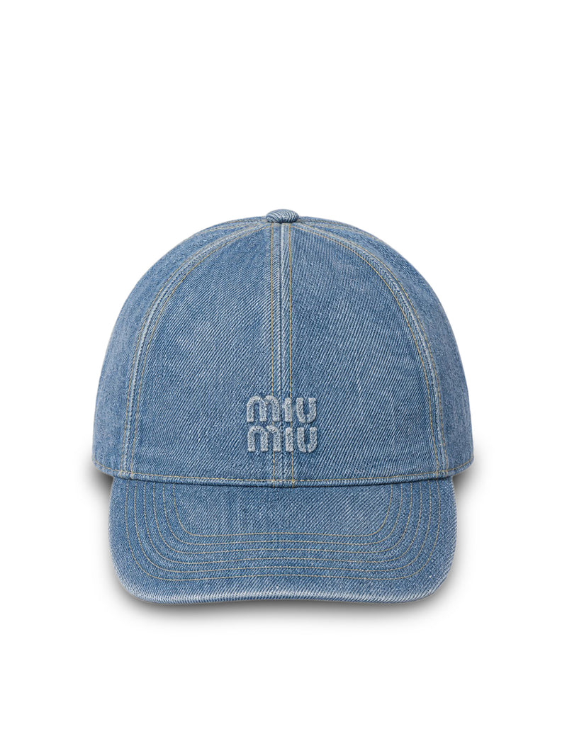 Miu Miu Women Washed Denim Baseball Cap