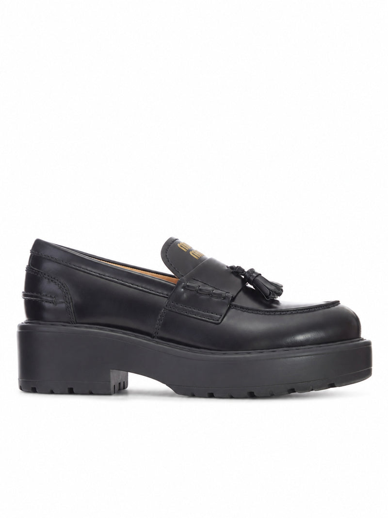 Miu Miu Women Smooth Leather Loafers With Tassels