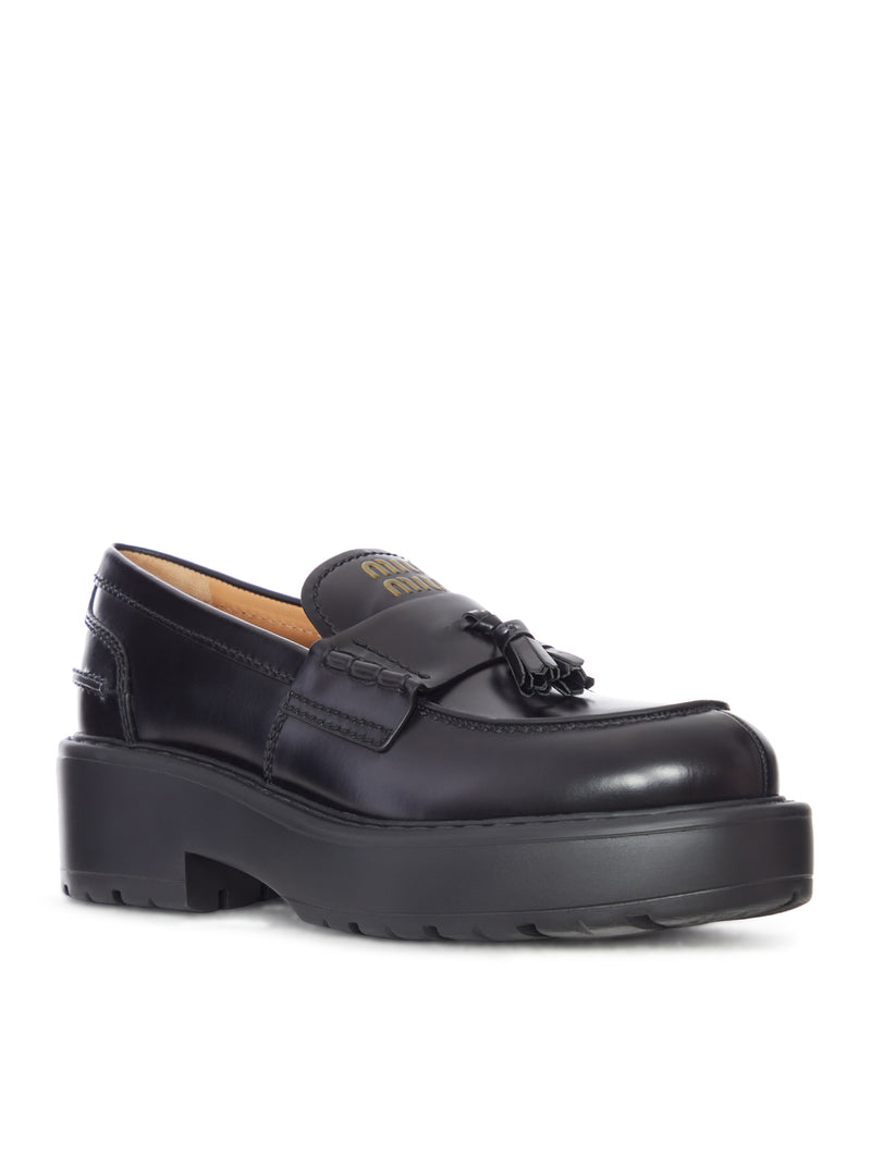 Miu Miu Women Smooth Leather Loafers With Tassels