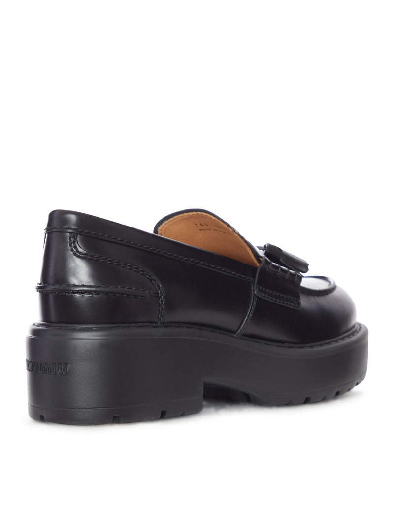 Miu Miu Women Smooth Leather Loafers With Tassels