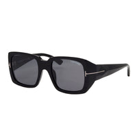Tom Ford Square Full Rim, with a Shiny Black frame and Smoke lens. Black