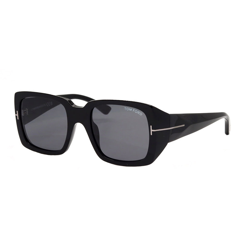 Tom Ford Square Full Rim, with a Shiny Black frame and Smoke lens. Black