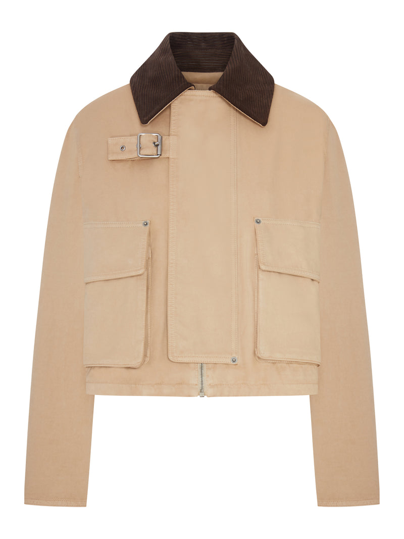 Loewe Women Cotton Parka With A Corduroy-Effect Suede Collar