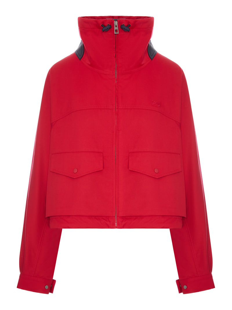 Loewe Women Cotton And Silk Gabardine Jacket With Contrasting Leather Details