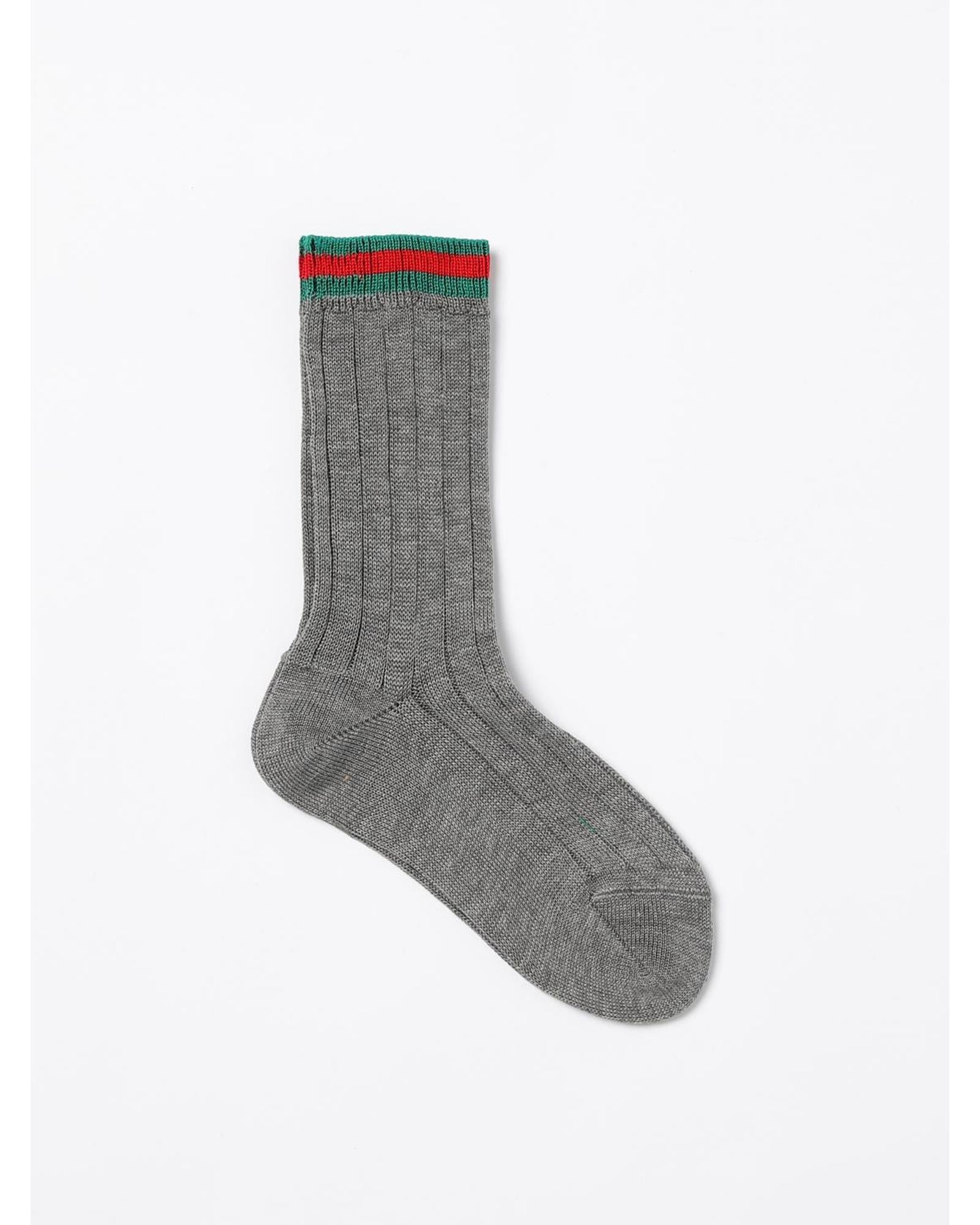 Gucci Ribbed Socks with Stripe Detail Kids Charcoal