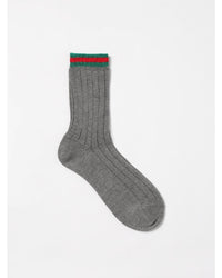 Gucci Ribbed Socks with Stripe Detail Kids Charcoal