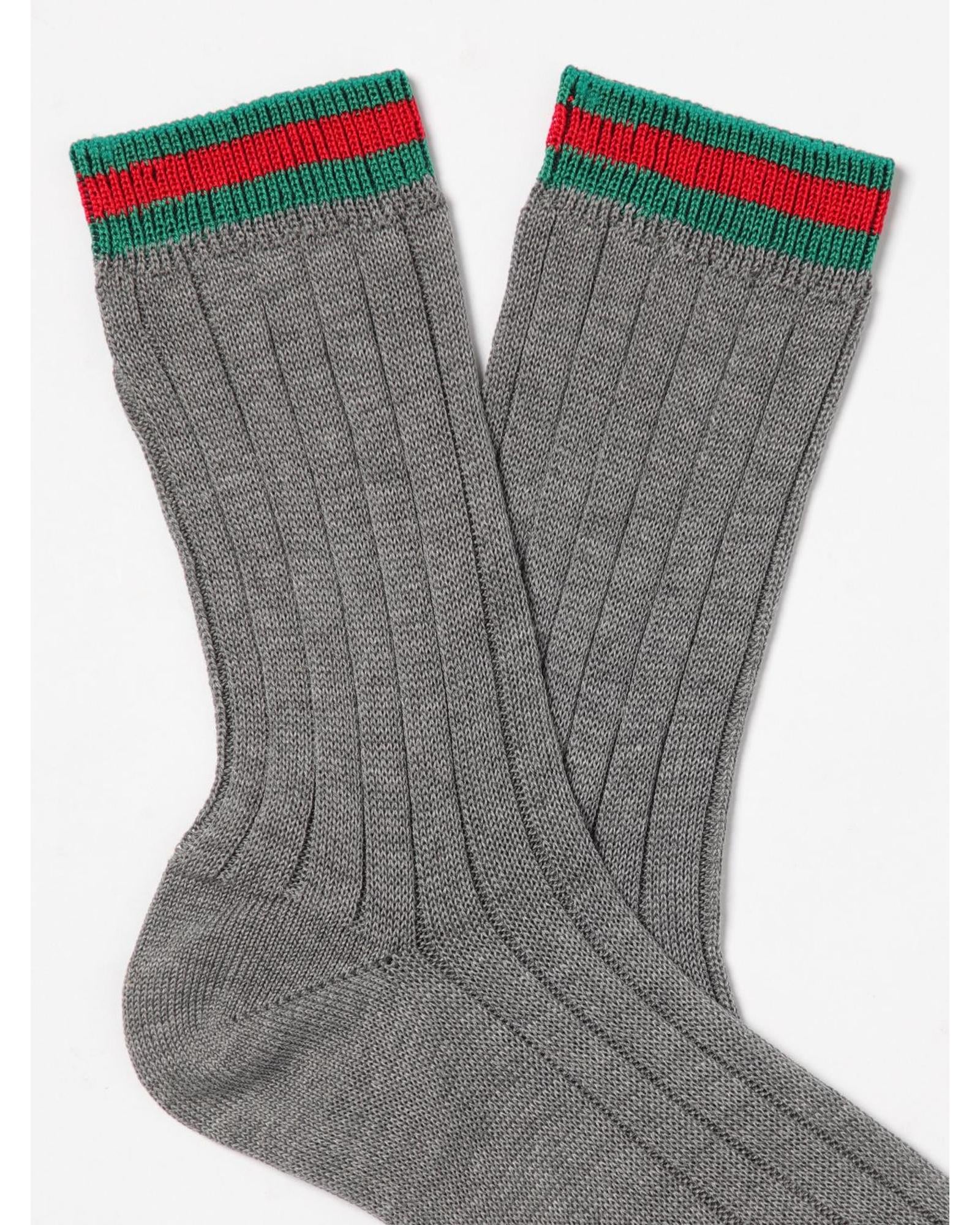 Gucci Ribbed Socks with Stripe Detail Kids Charcoal