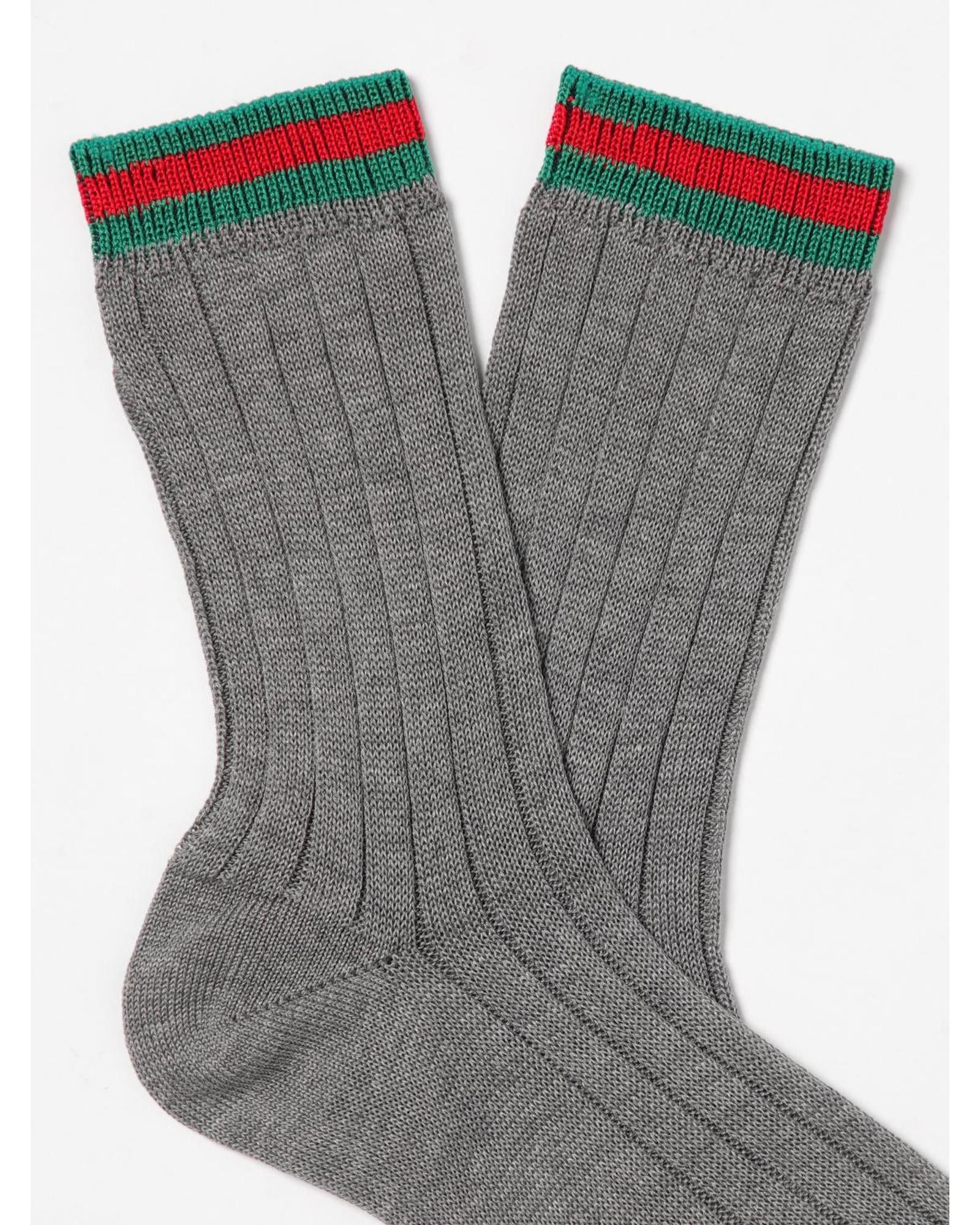 Gucci Ribbed Socks with Stripe Detail Kids Charcoal