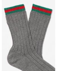Gucci Ribbed Socks with Stripe Detail Kids Charcoal