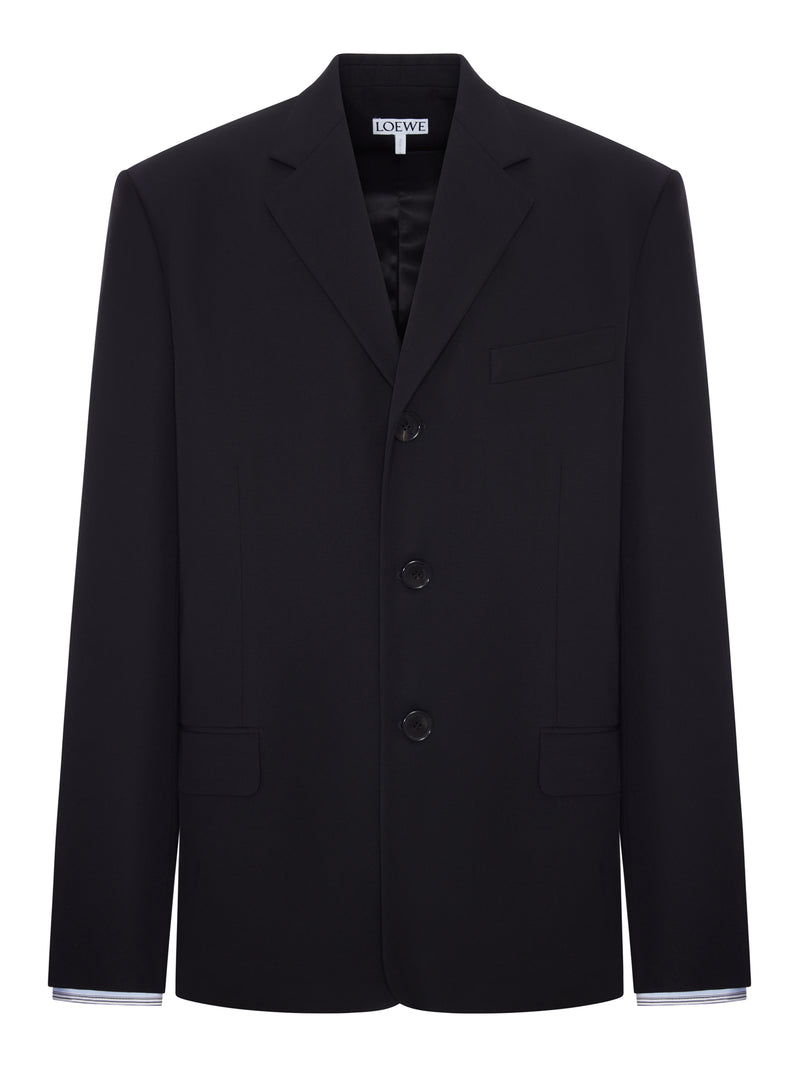 Loewe Men Sartorial Wool Jacket With Contrasting Double-Layer Cuffs