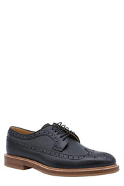 Brunello Cucinelli Men's Laced Leather Brogues In Black