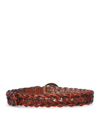 Etro Etro Women Woven Leather Belt With Gold Buckle