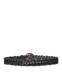 Etro Etro Women Woven Leather Belt With Gold Buckle