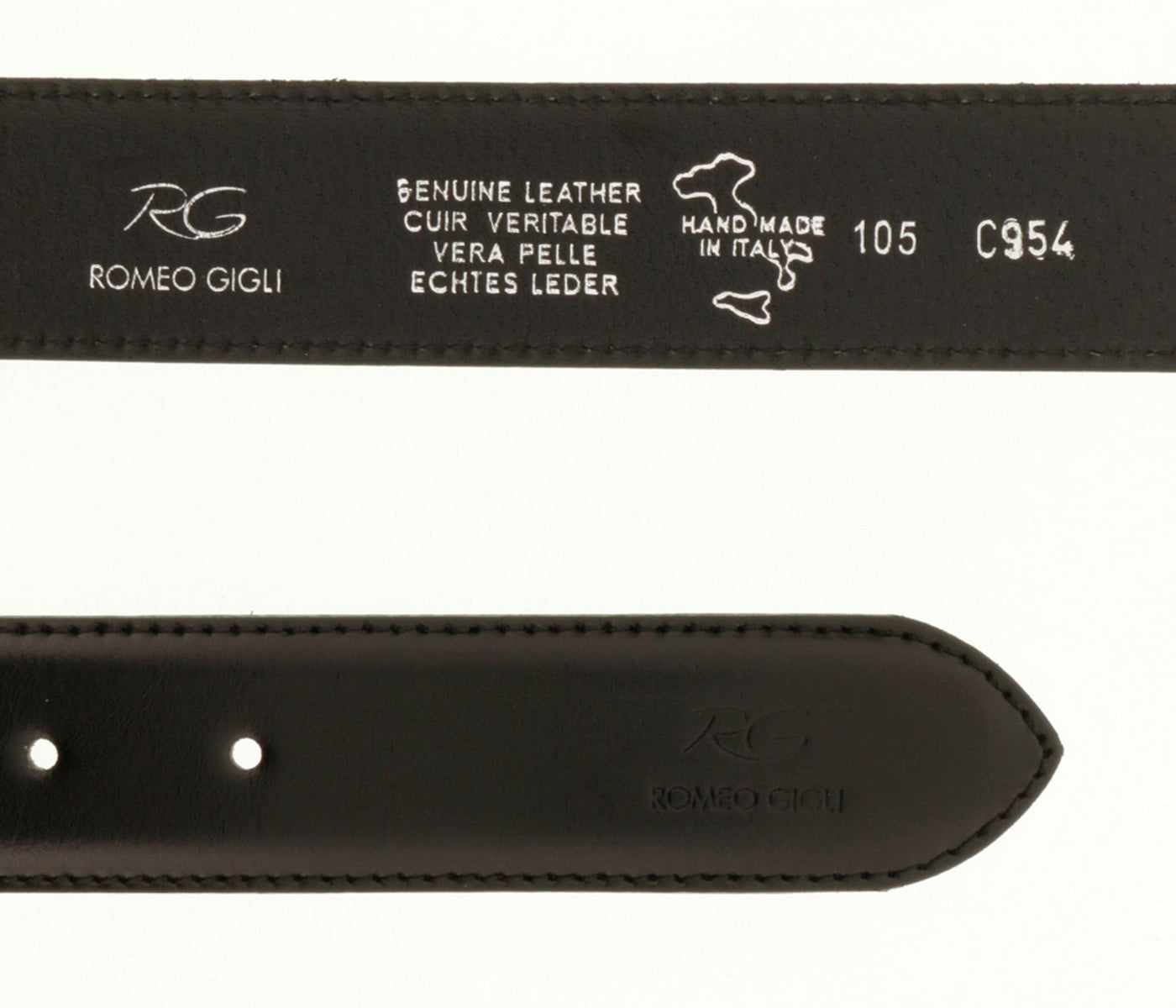 Romeo Gigli C954/35R NERO Black Leather Adjustable Mens Belt