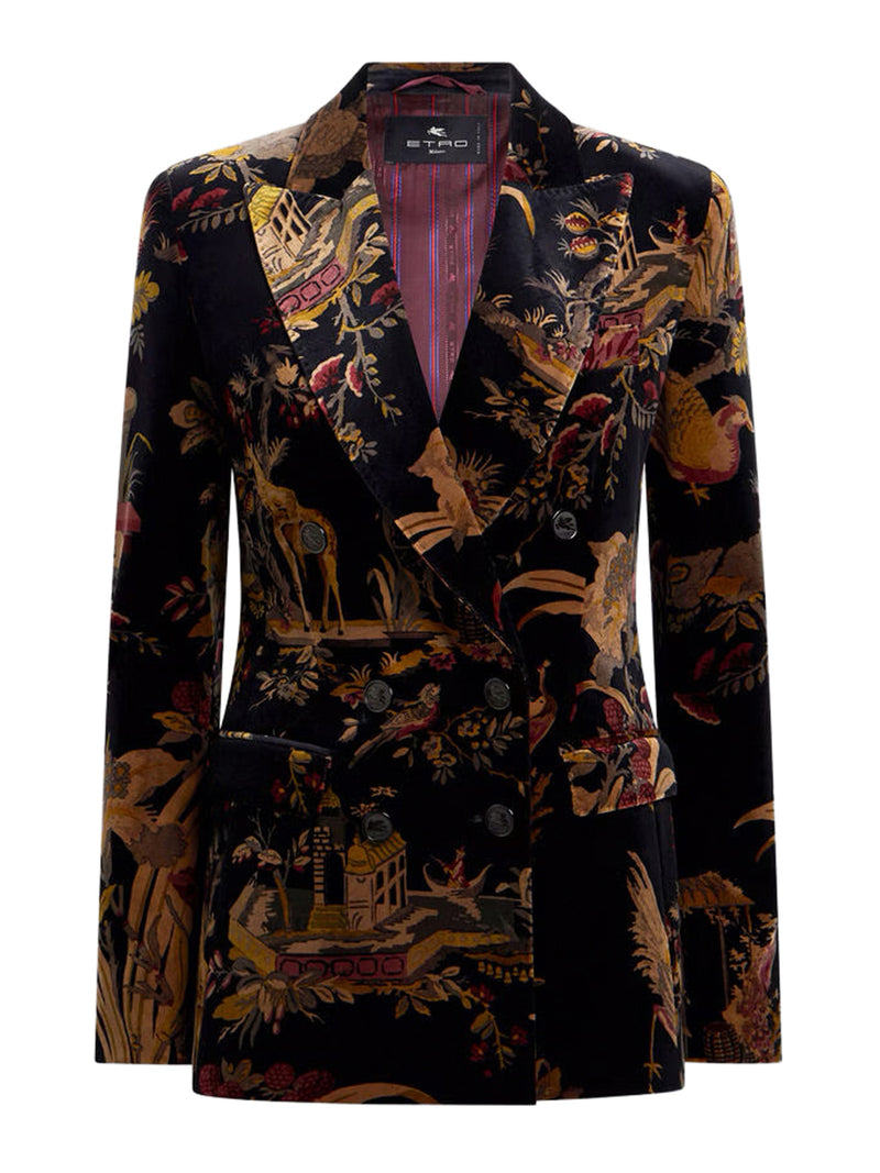 Etro Women Double-Breasted Cotton Velvet Jacket